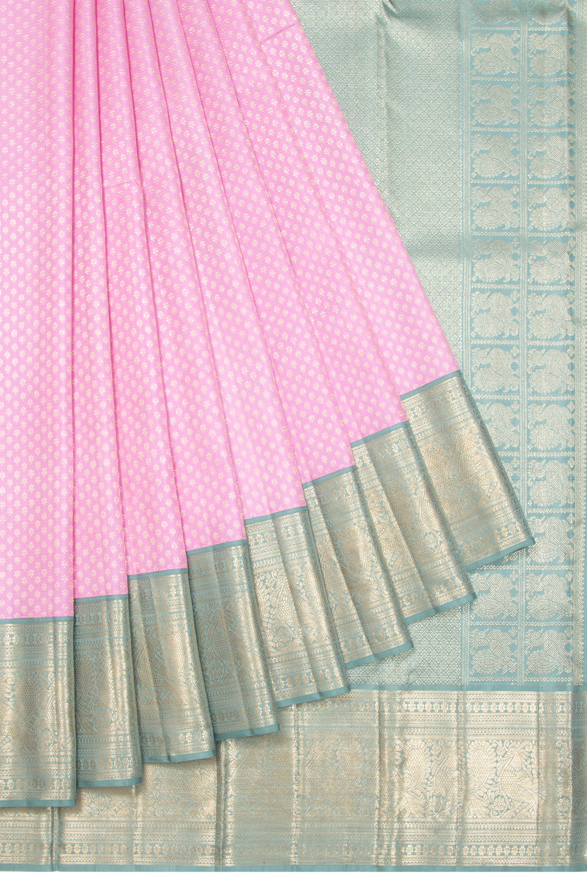 Kanchipuram Silk Brocade Baby Pink Saree