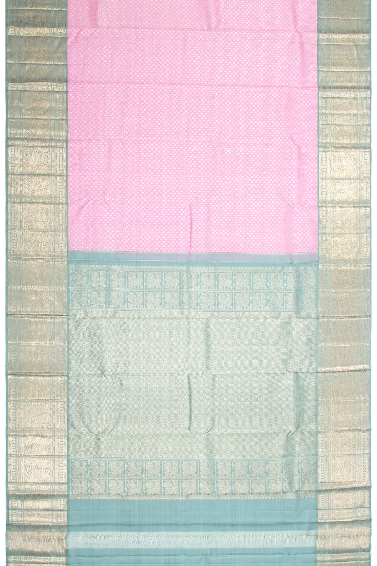 Kanchipuram Silk Brocade Baby Pink Saree