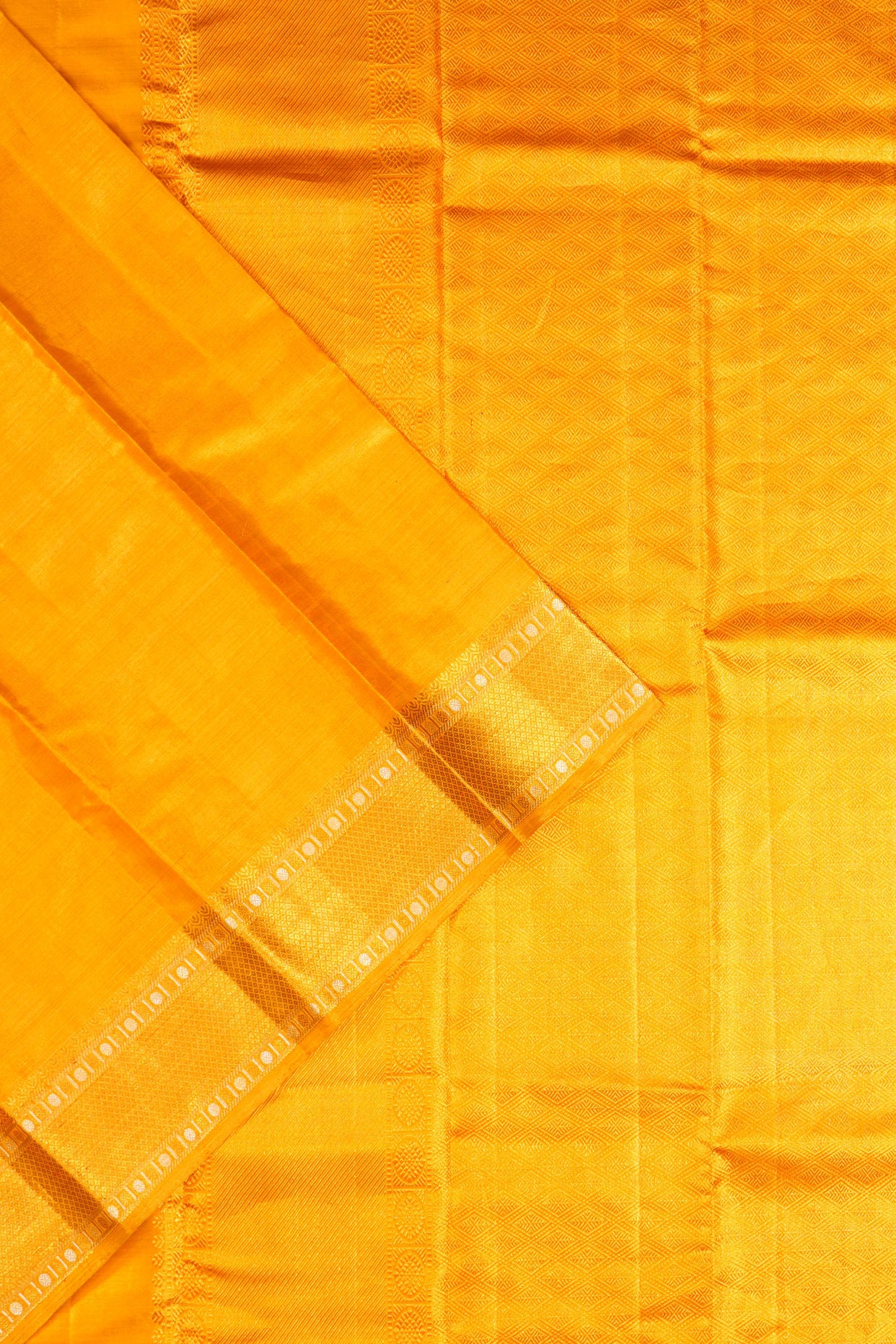 Kanchipuram Silk Tissue Plain Yellow Saree