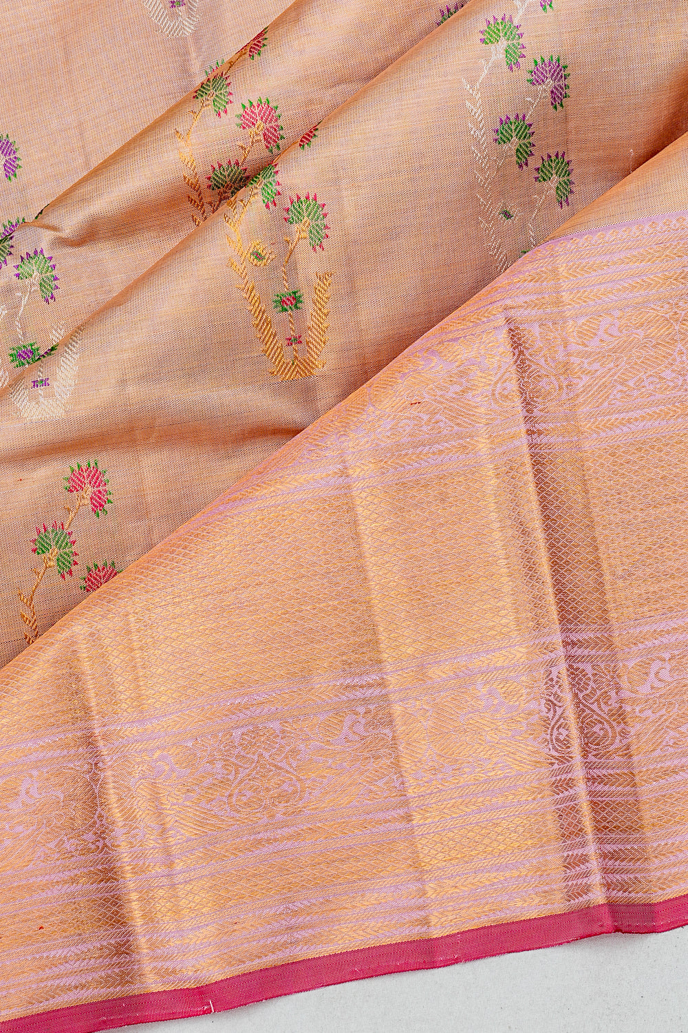 Kanchipuram Silk Tissue Butta Baby Pink Saree 1214966878