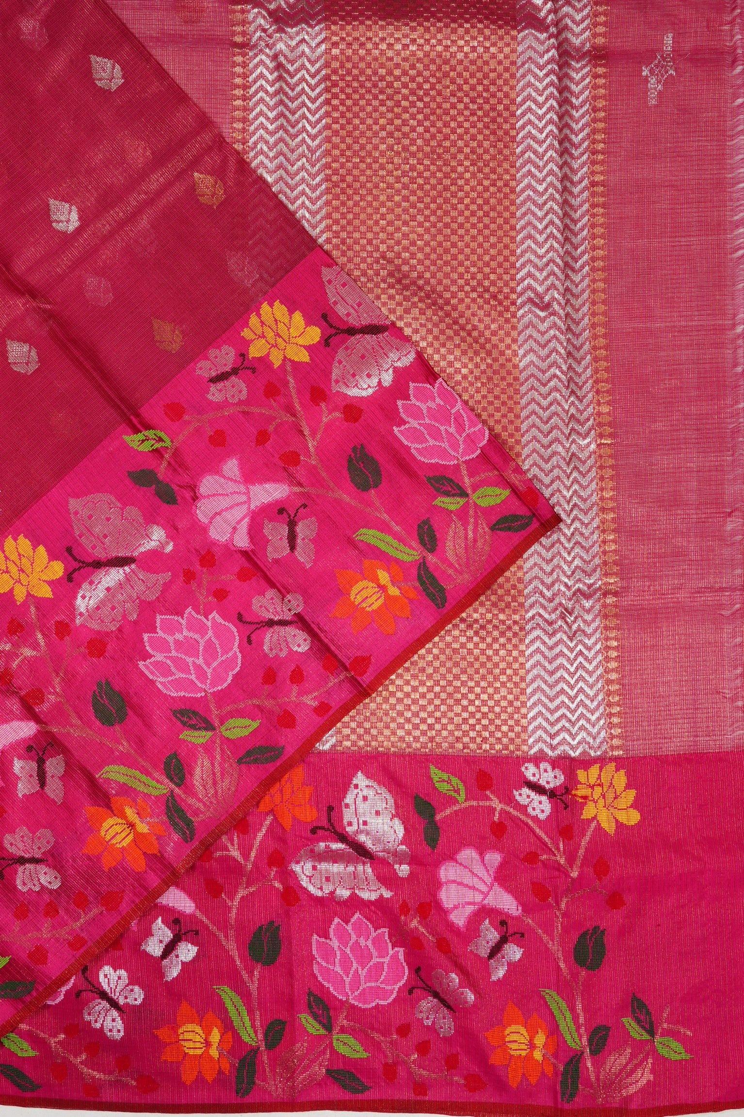 Kota Silk Tissue Butta Pink saree