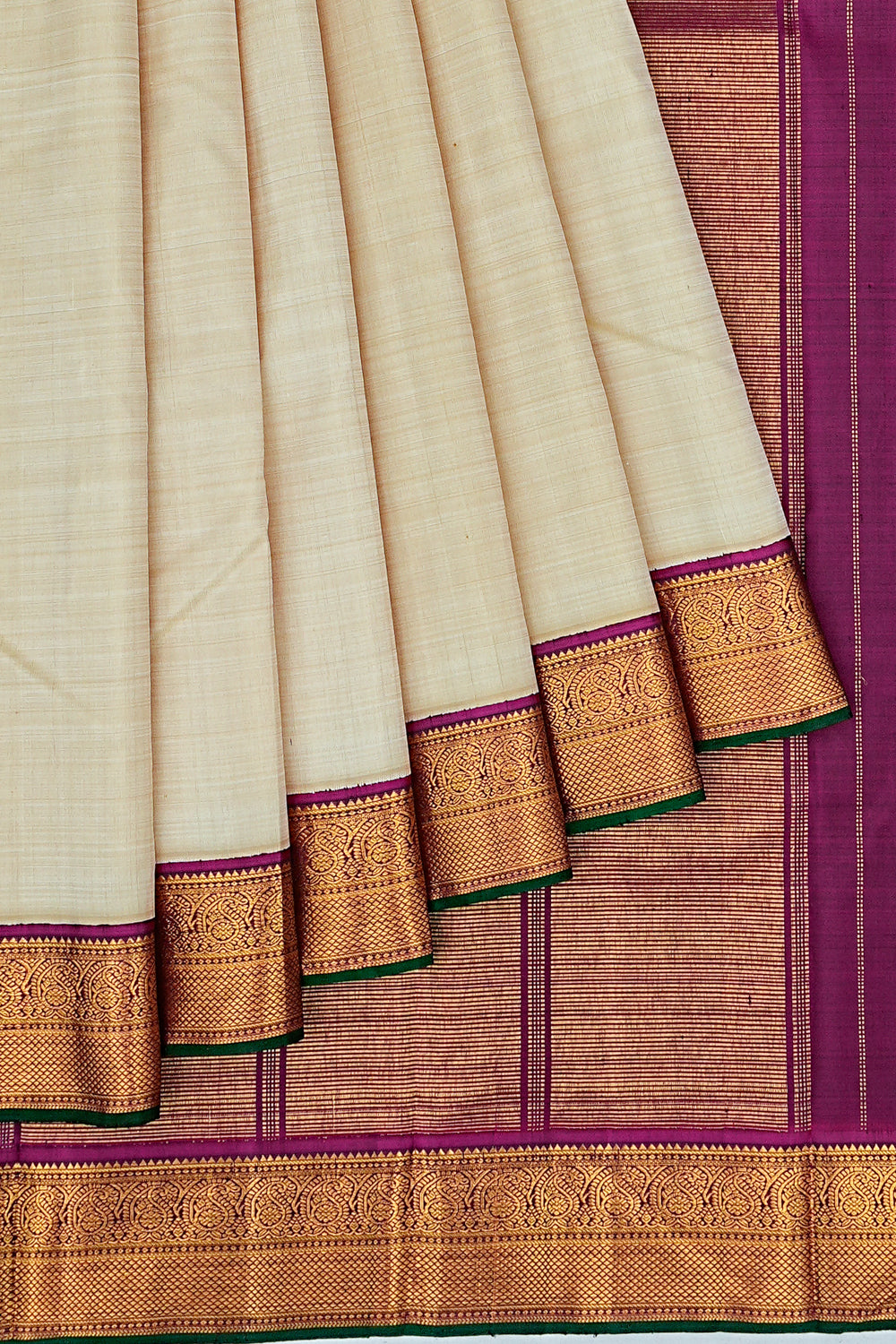 Kanchipuram Silk Plain Cream Saree 1214967984