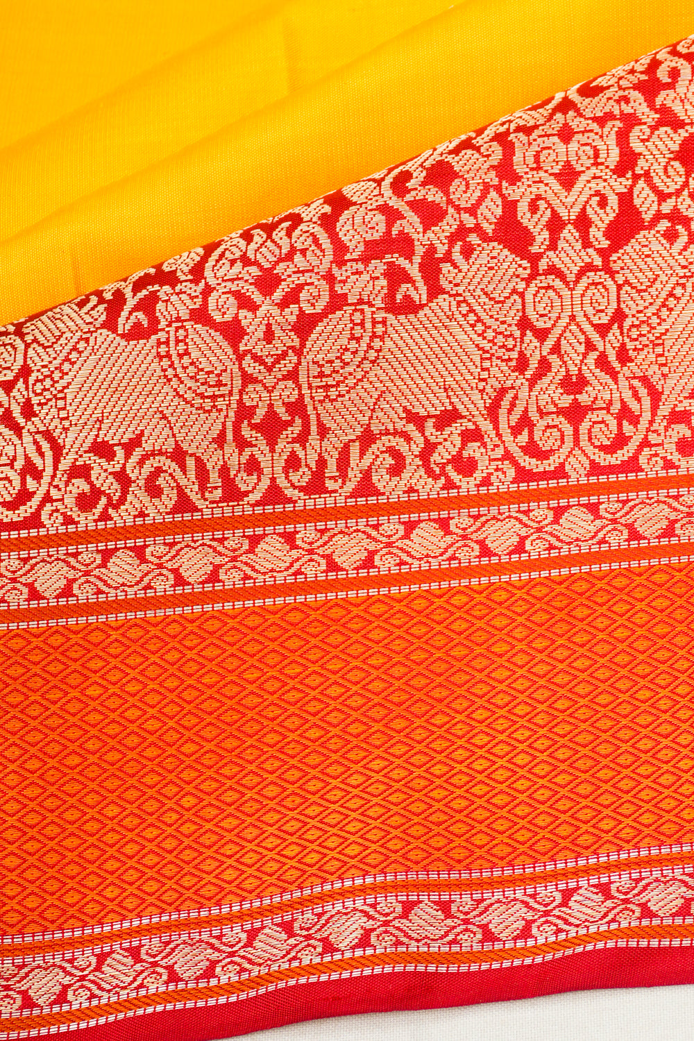Kanchipuram Silk Butta Mustard Yellow Saree