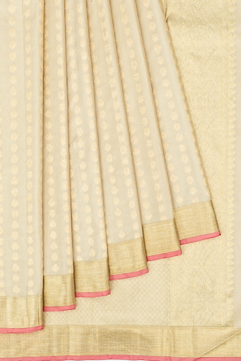 Kanchipuram Silk Butta Off White Saree 1214968017