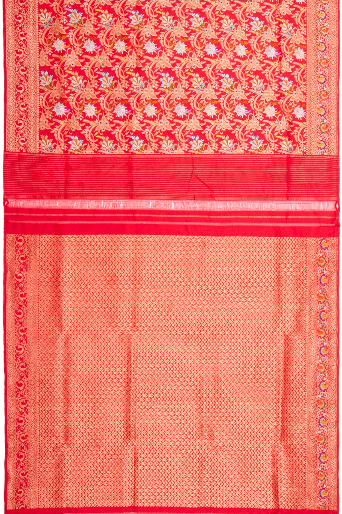 Banarasi Silk Meenakari Kadwa Jaal Red Saree