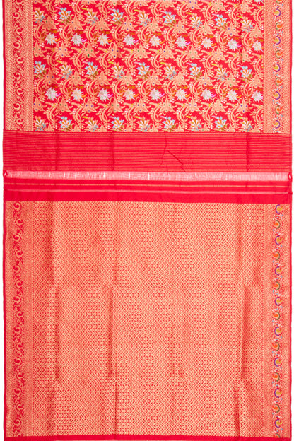 Banarasi Silk Meenakari Kadwa Jaal Red Saree