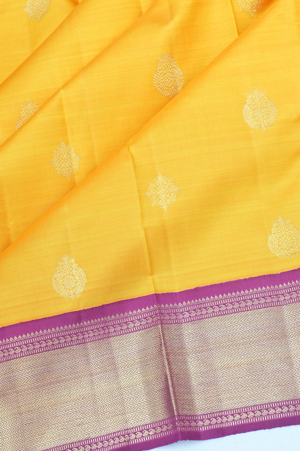 Kanchipuram Silk Butta Yellow Saree