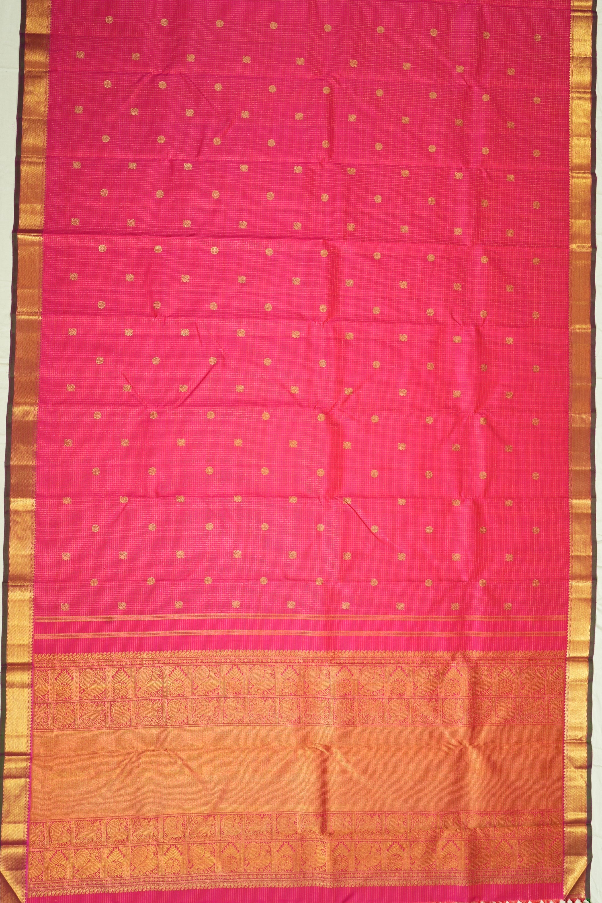 Kanchipuram Silk Checks And Butta Rani Pink Saree