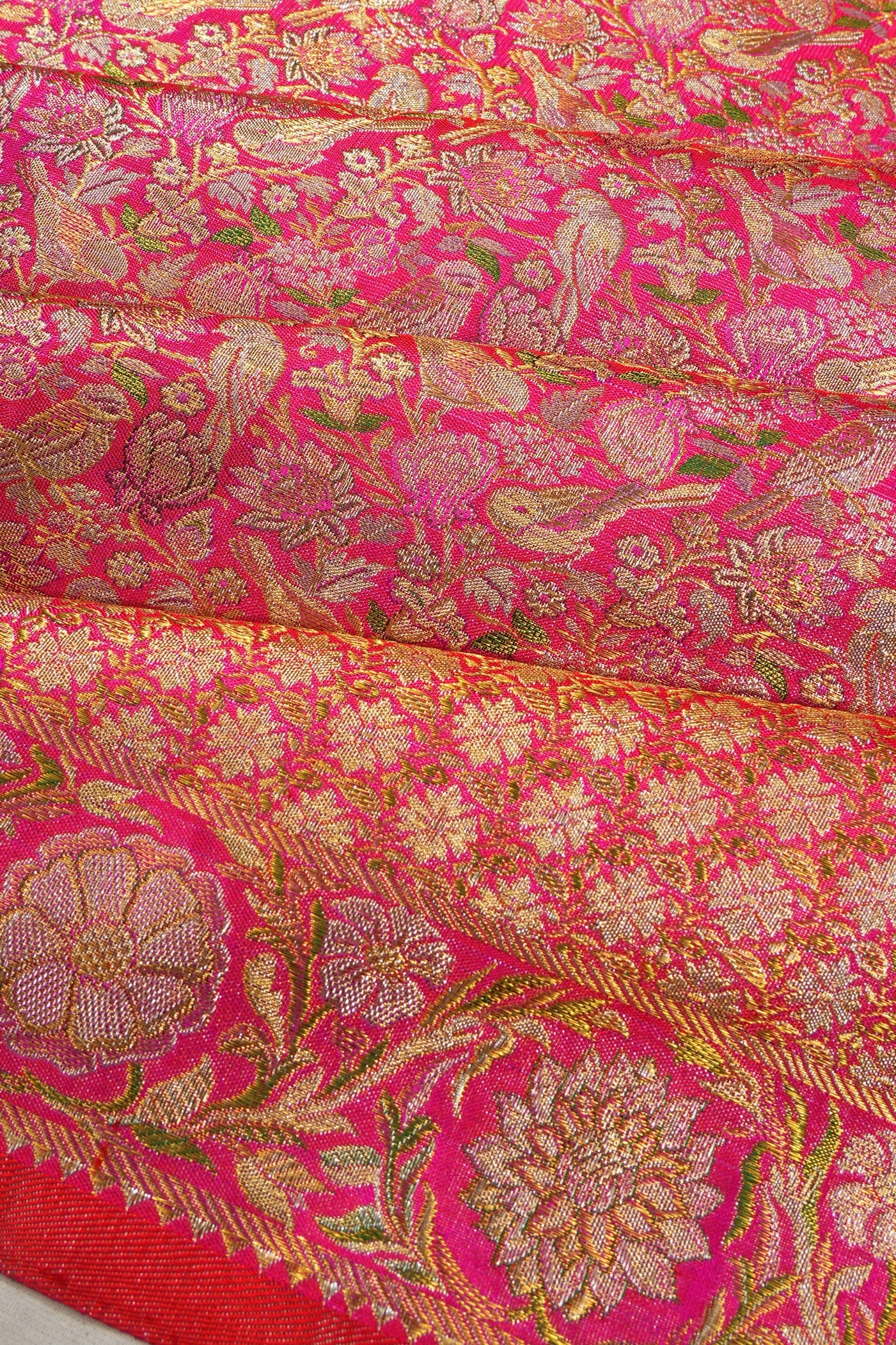 Kanchipuram Silk Tissue Brocade Pink Saree