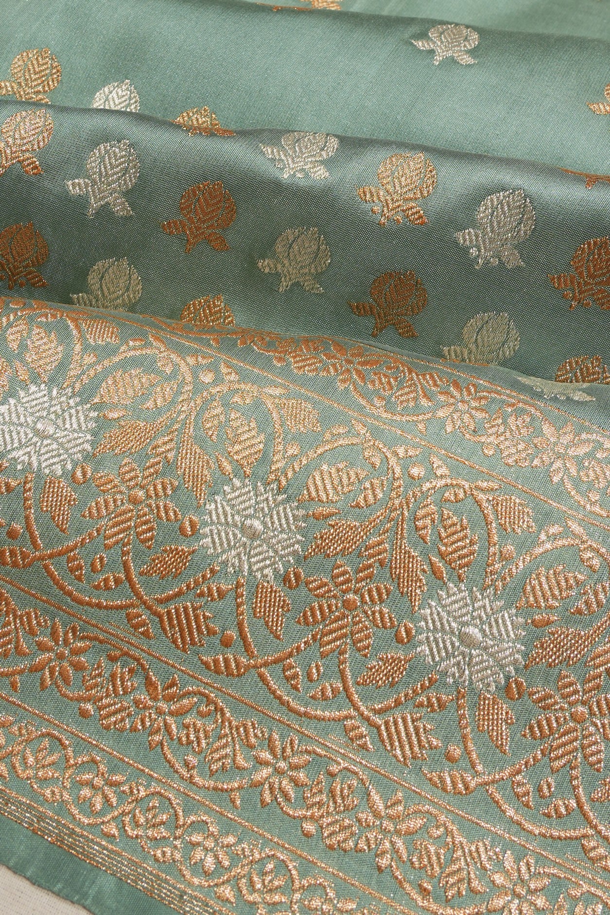 Banarasi Silk Kadwa Butta Pastel Blue Saree