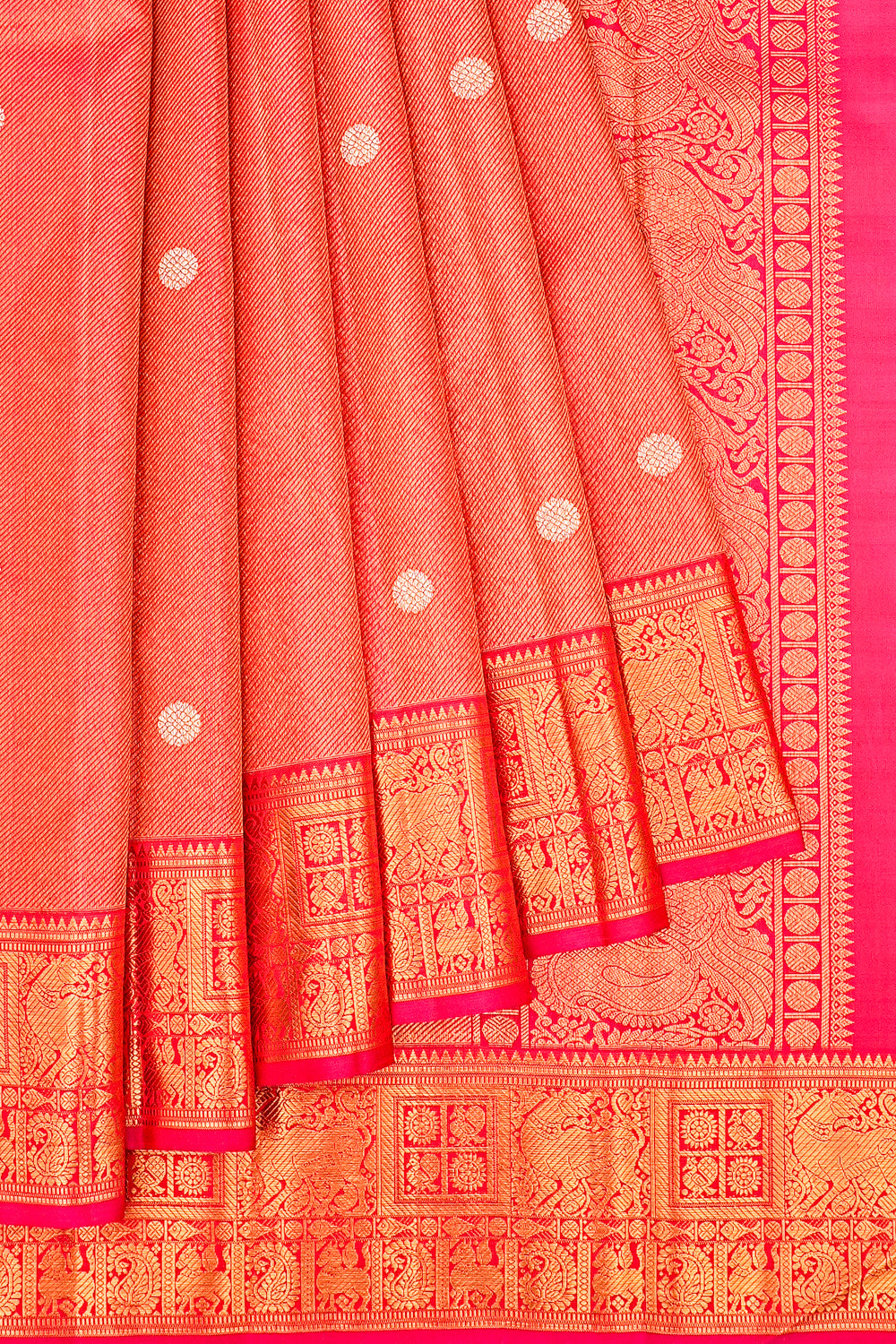 Kanchipuram Silk Tissue Brocade Pink Saree 1214974078