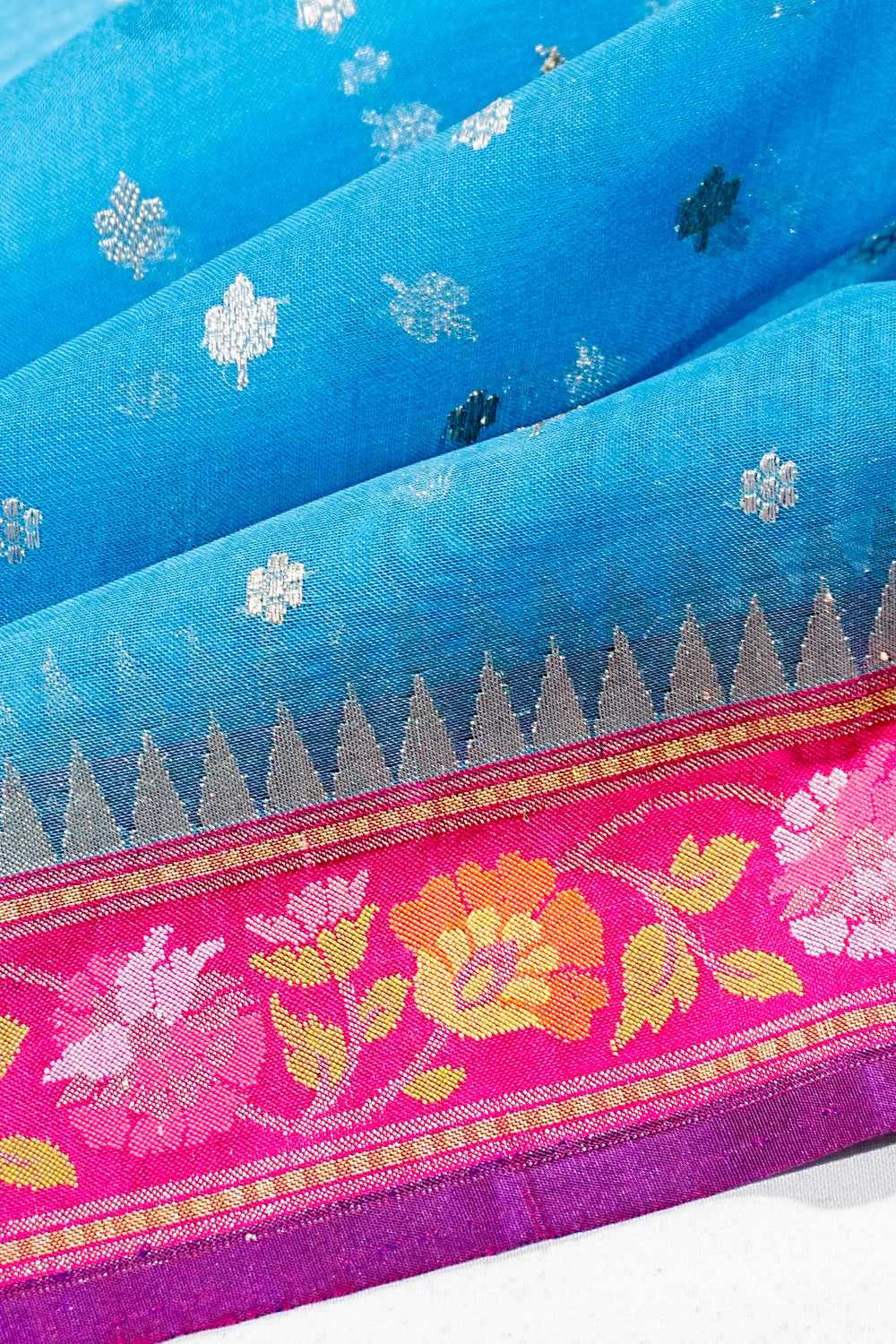 Banarasi Kora Organza Butta Sky Blue Saree