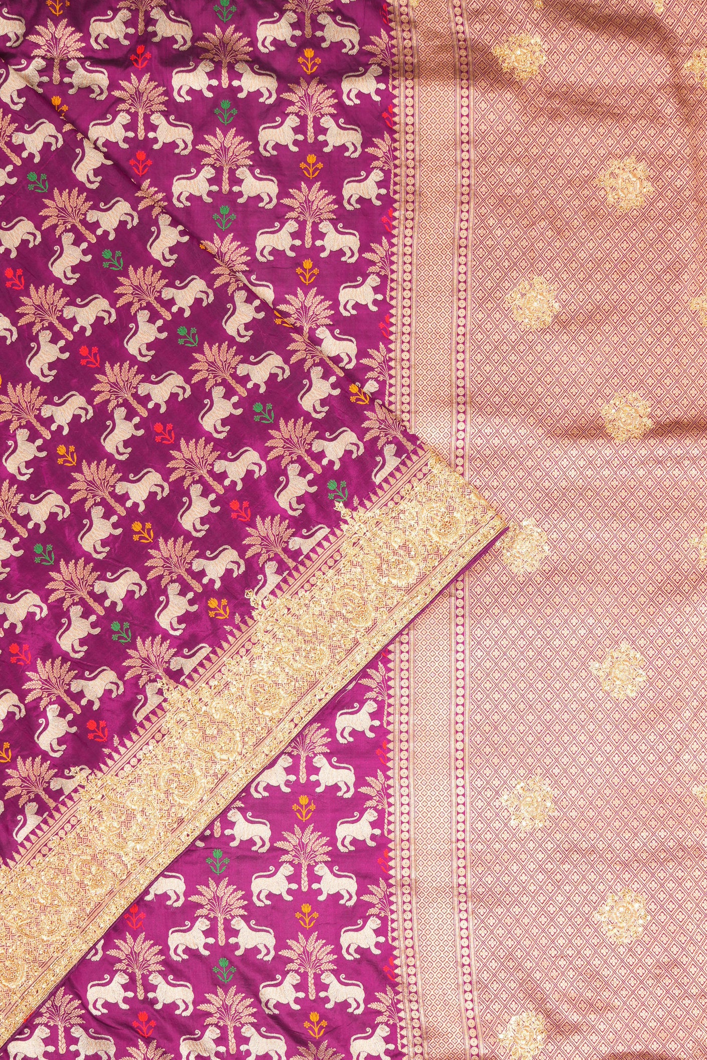 Banarasi Silk Brocade Purple Saree