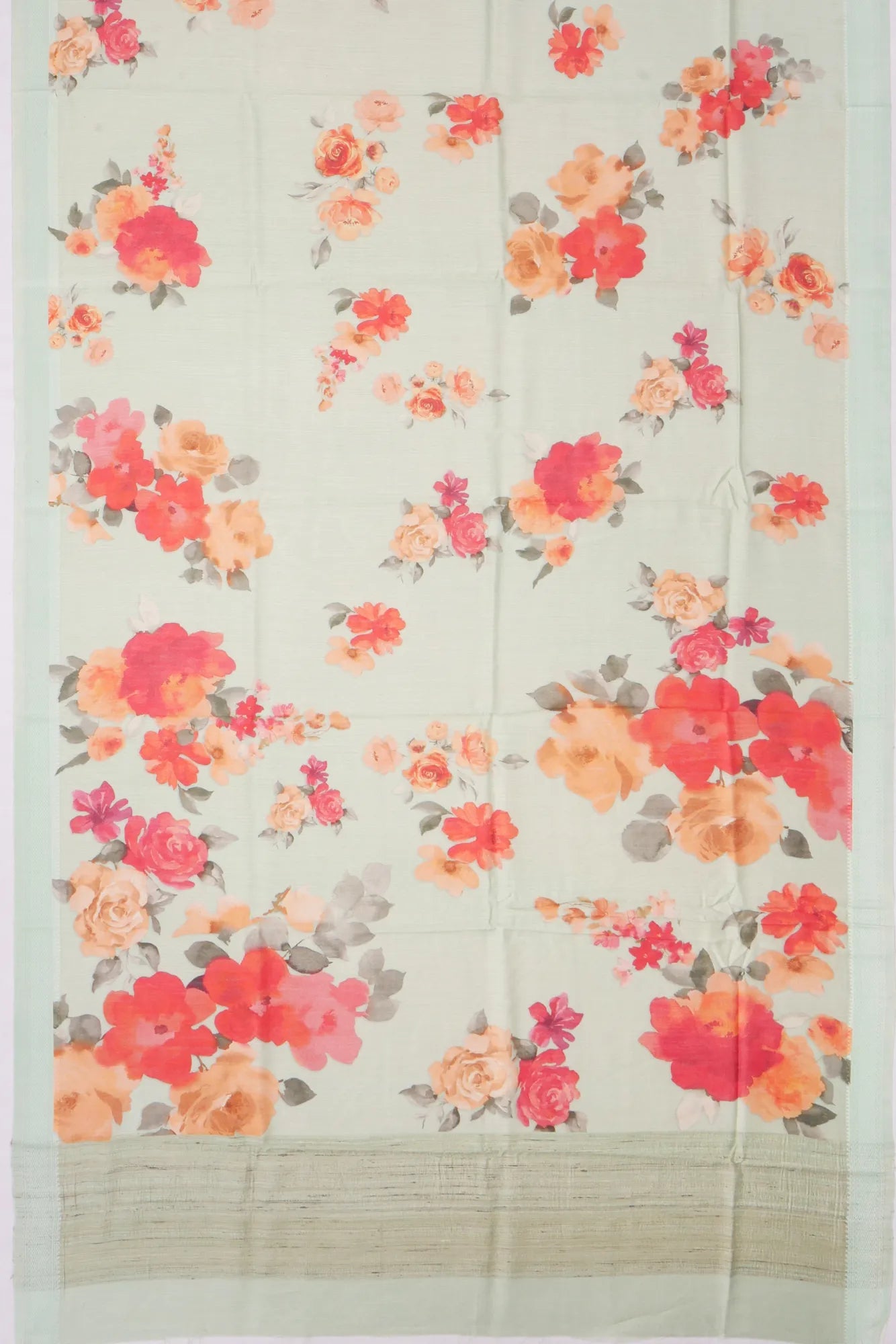 Kankatala Chanderi Silk Floral Printed Mint Green Saree g2