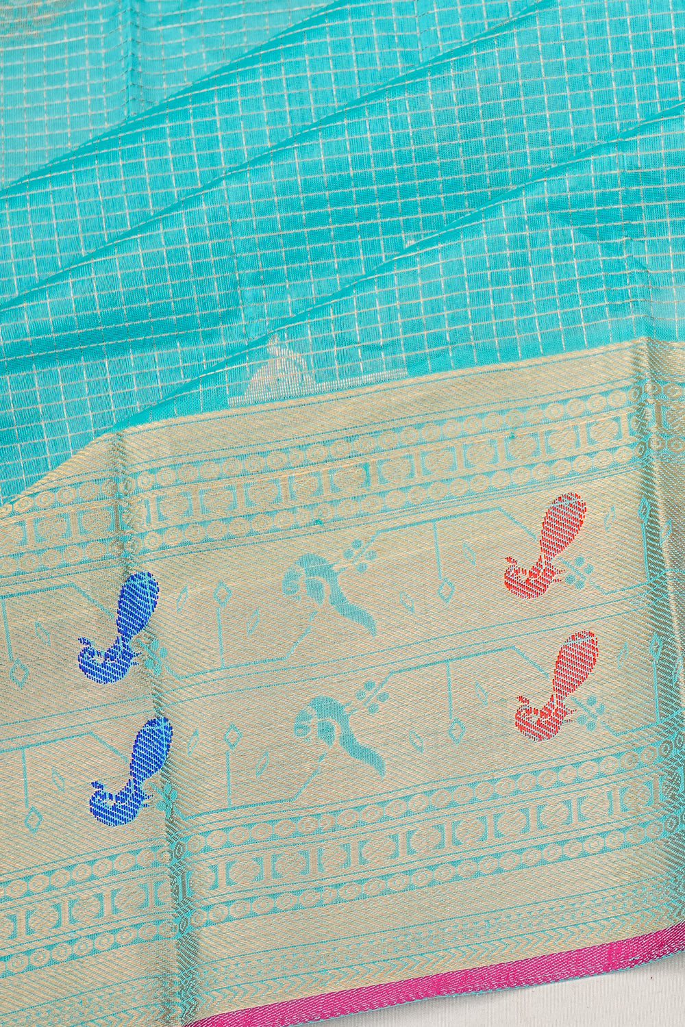 Kuppadam Cotton Silk Butta Sky Blue Saree