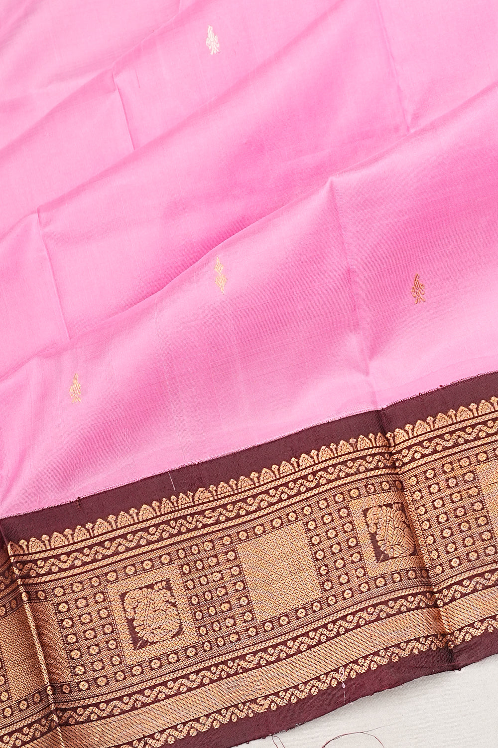Kuppadam Cotton Silk Butta Baby Pink Saree