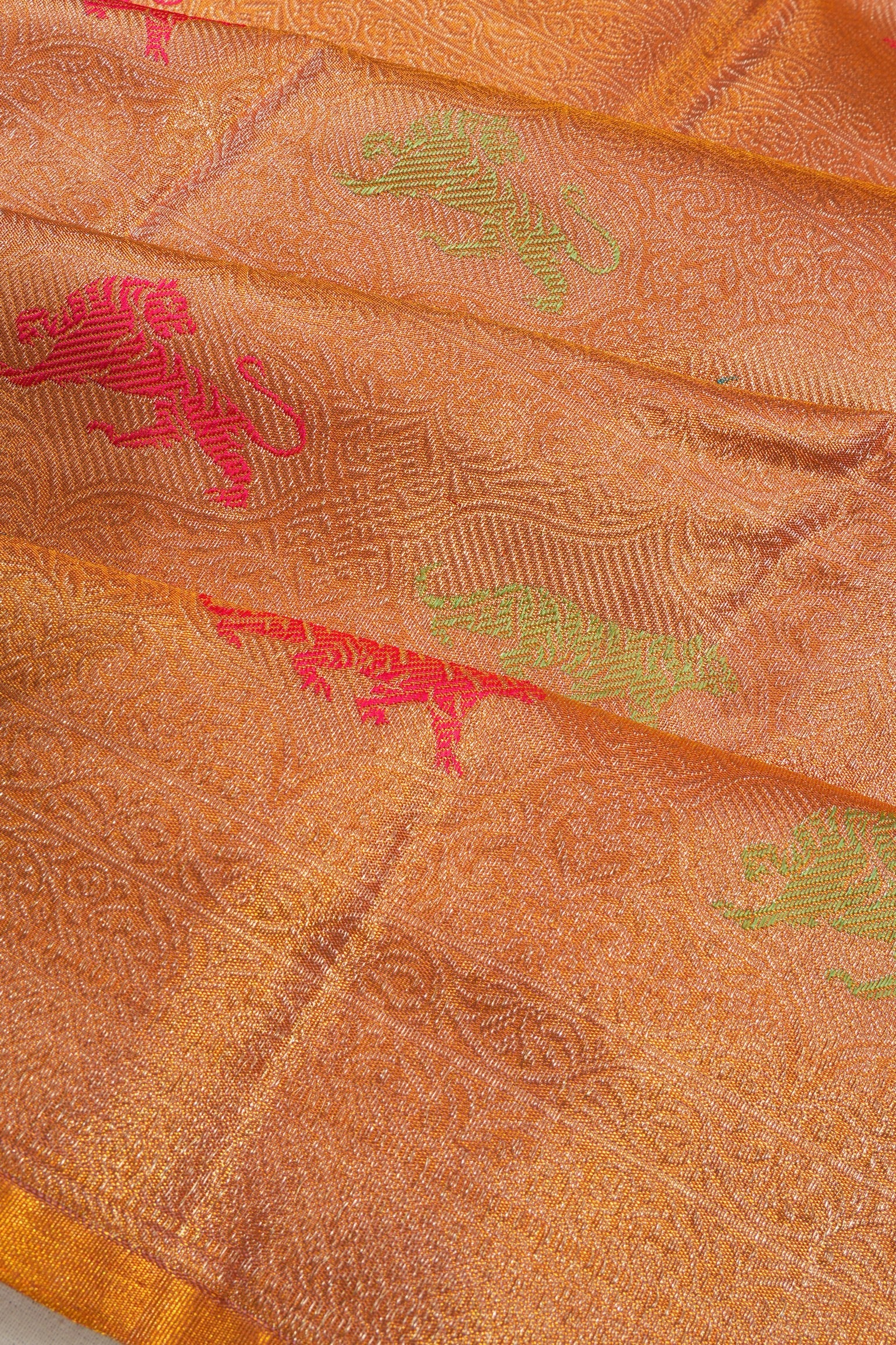 Kanchipuram Silk Tissue Brocade Gold Saree