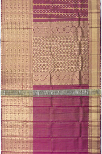 Kanchipuram Silk Checks And Butta Purple Saree