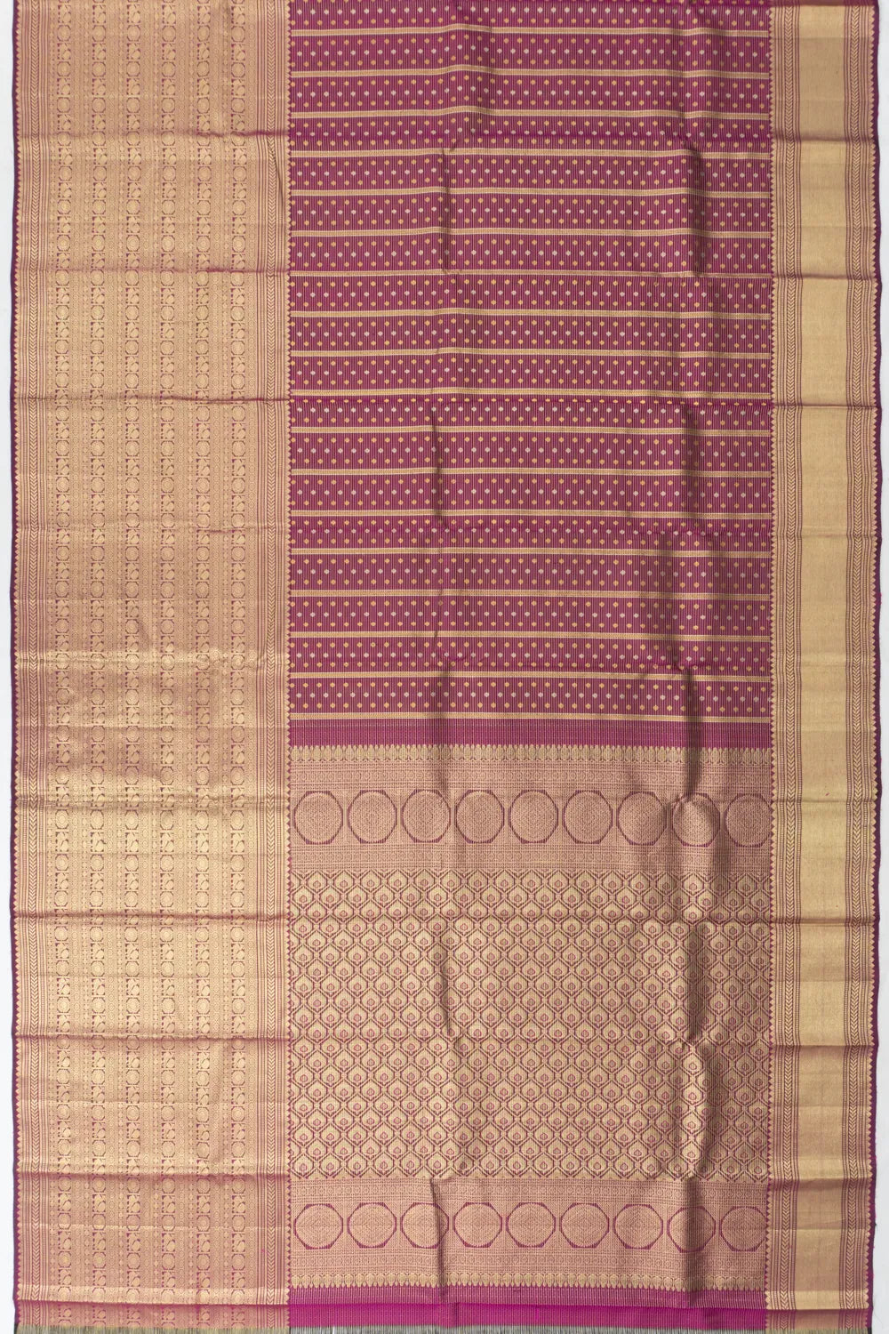 Kanchipuram Silk Checks And Butta Purple Saree