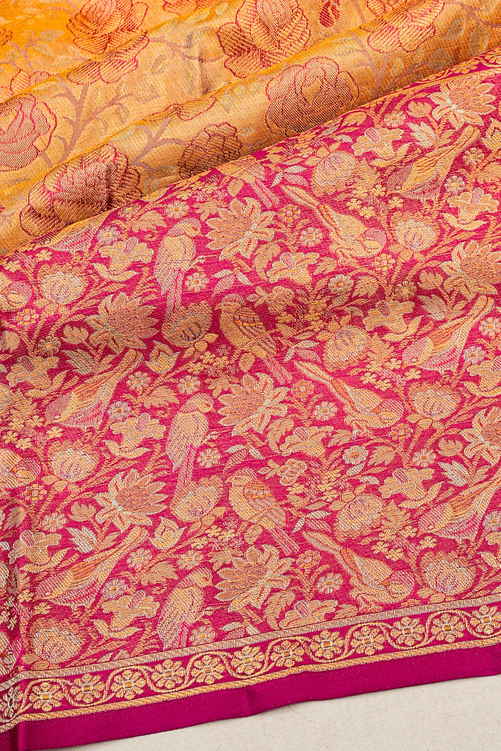 Kanchipuram Silk Tissue Brocade Gold Saree