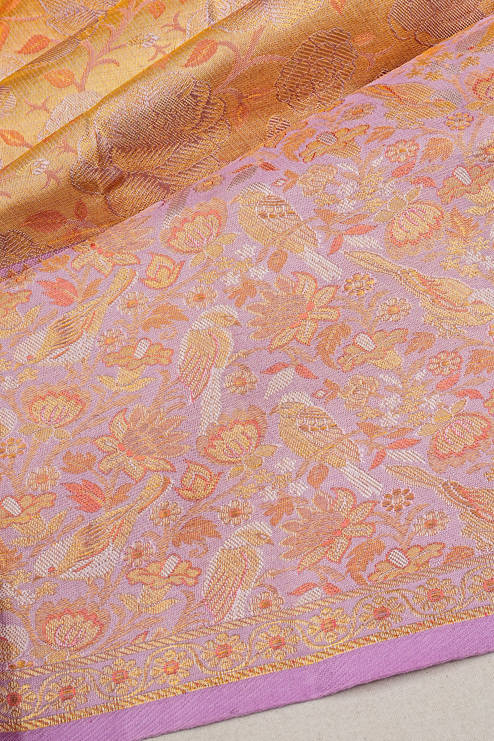 Kanchipuram Silk Tissue Brocade Gold Saree