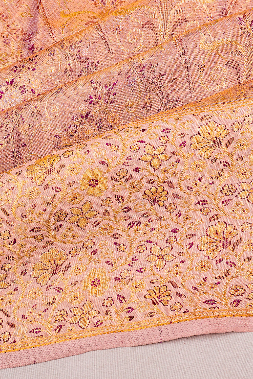Kanchipuram Silk Tissue Brocade Lavender Saree