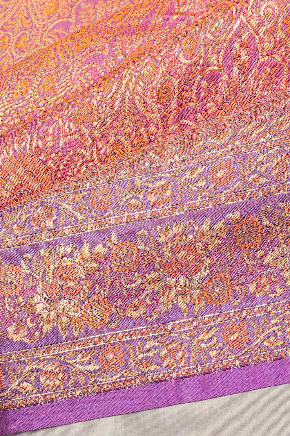 Kanchipuram Silk Tissue Brocade Pink Saree