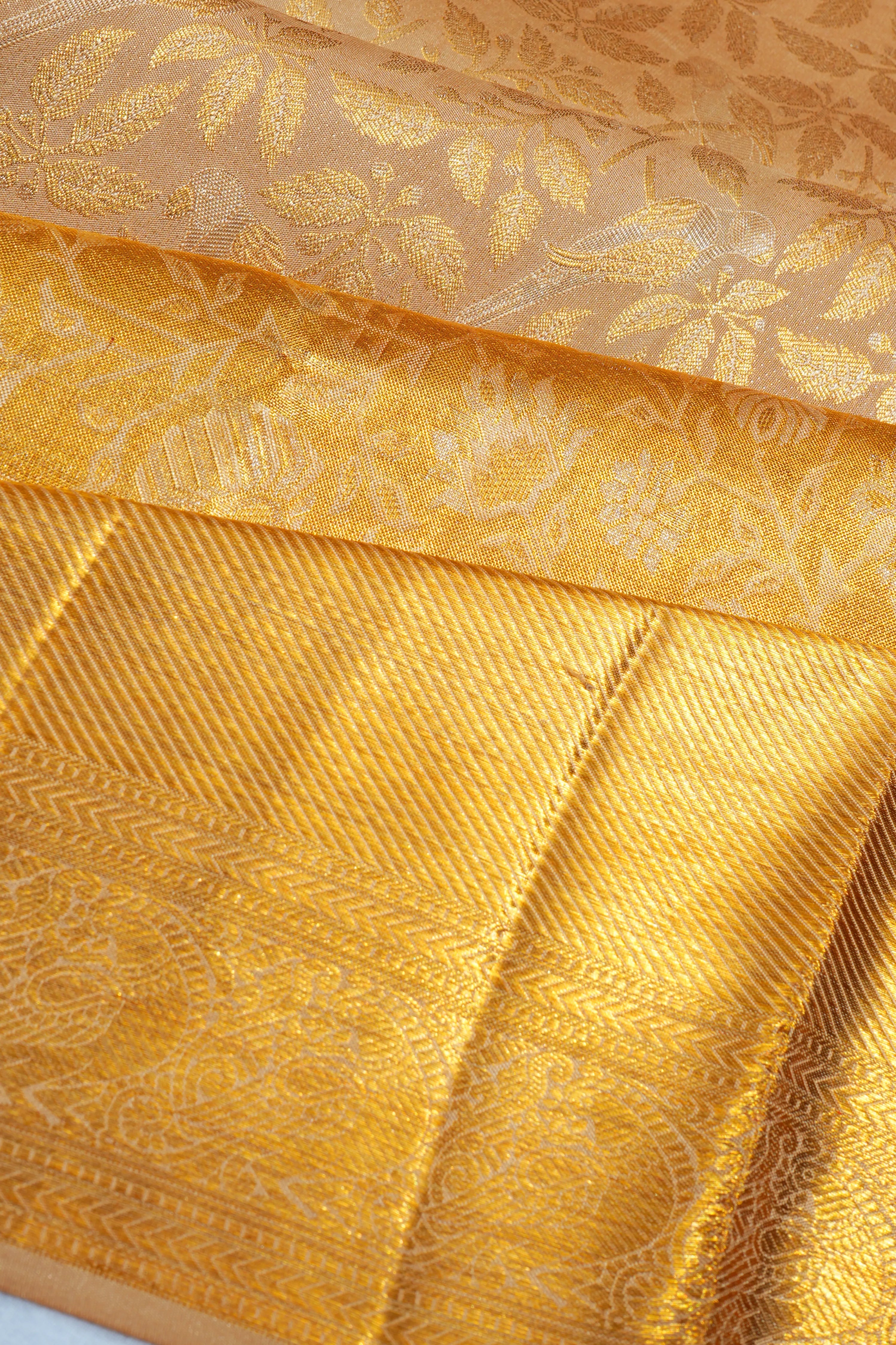 Kanchipuram Silk Brocade Cream Saree