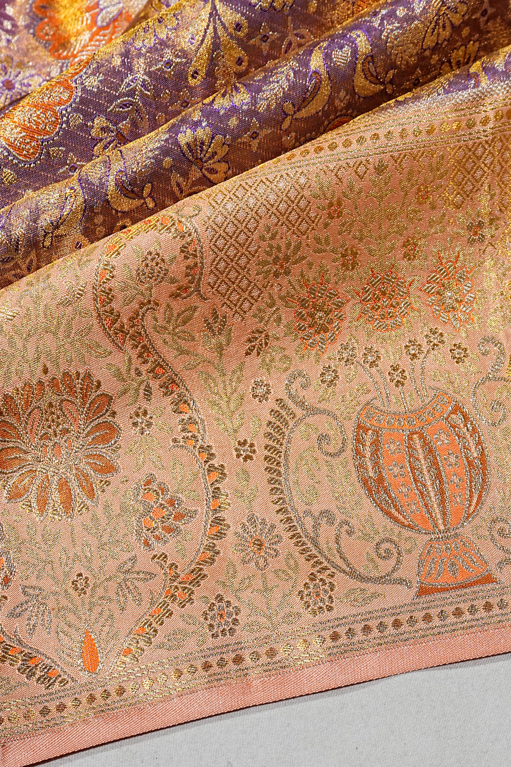 Kanchipuram Silk Tissue Brocade Purple Saree