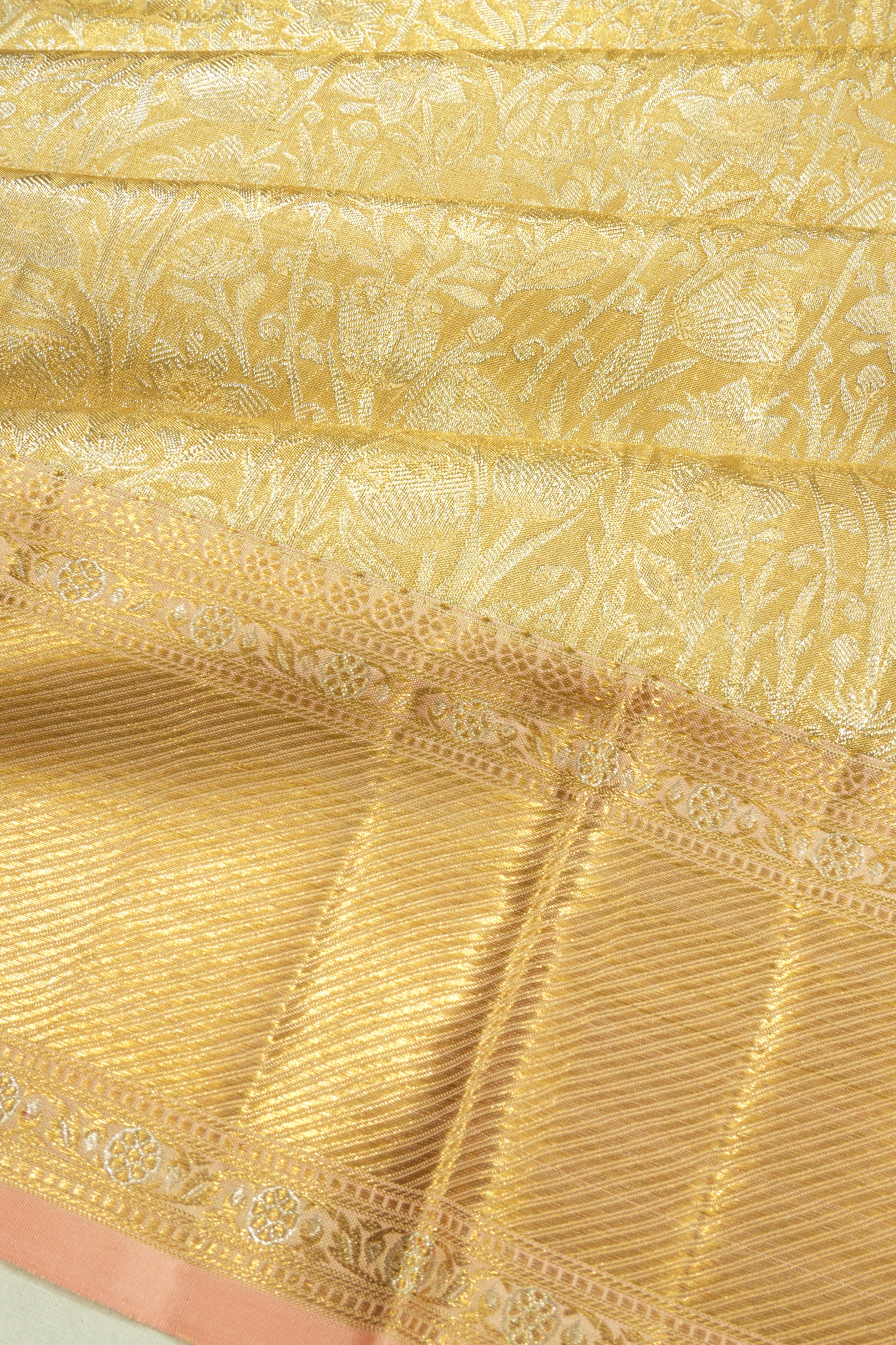 Kanchipuram Silk Tissue Brocade Gold Saree