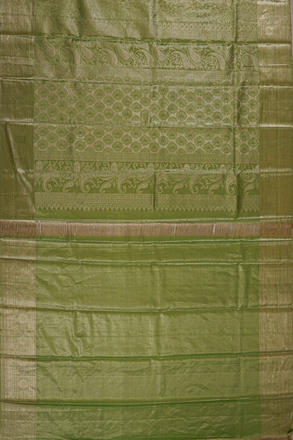 Taranga Kanchi Silk Tissue Brocade Green Saree