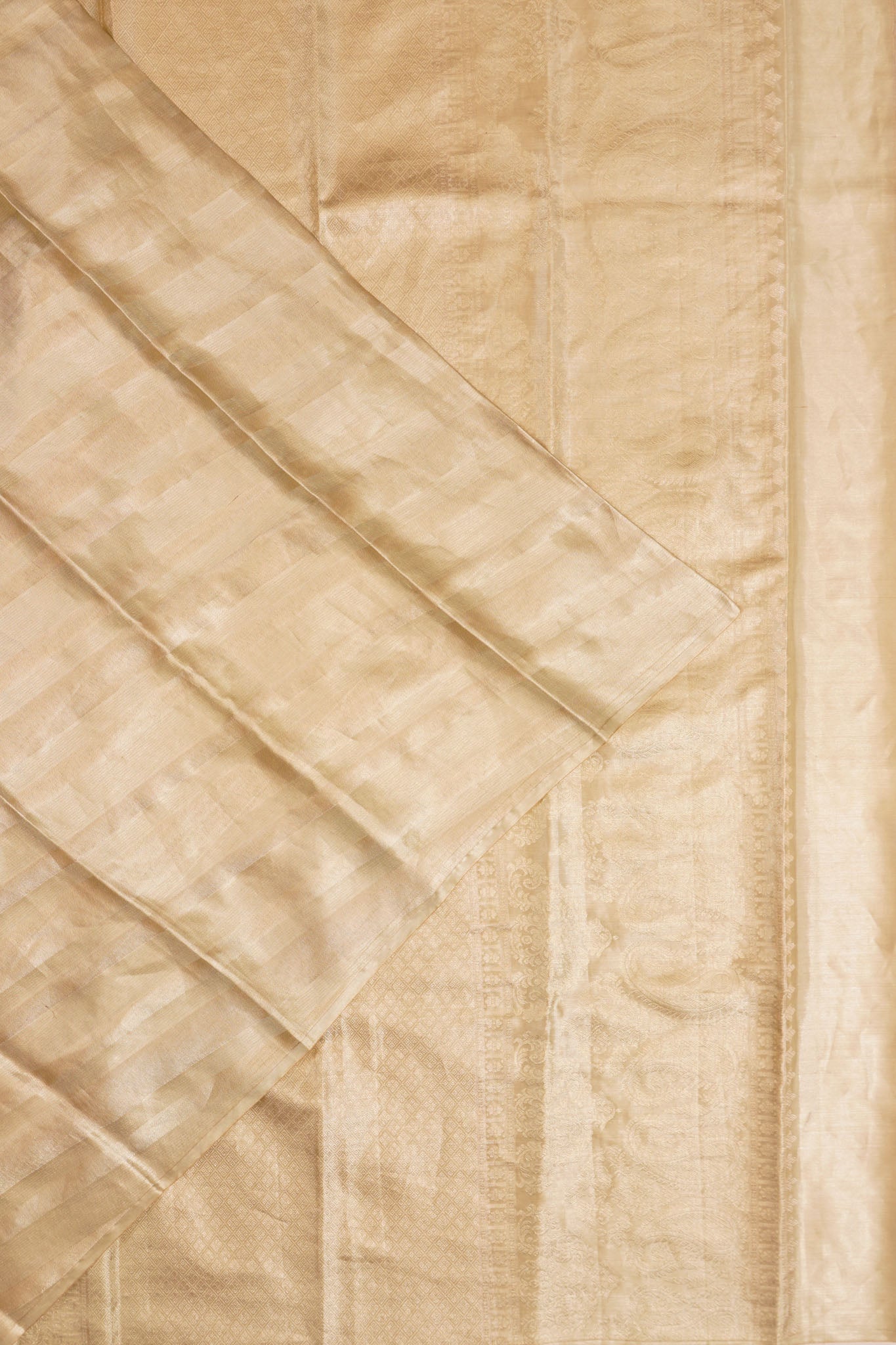 Taranga Kanchi Silk Tissue Lines Silver Saree