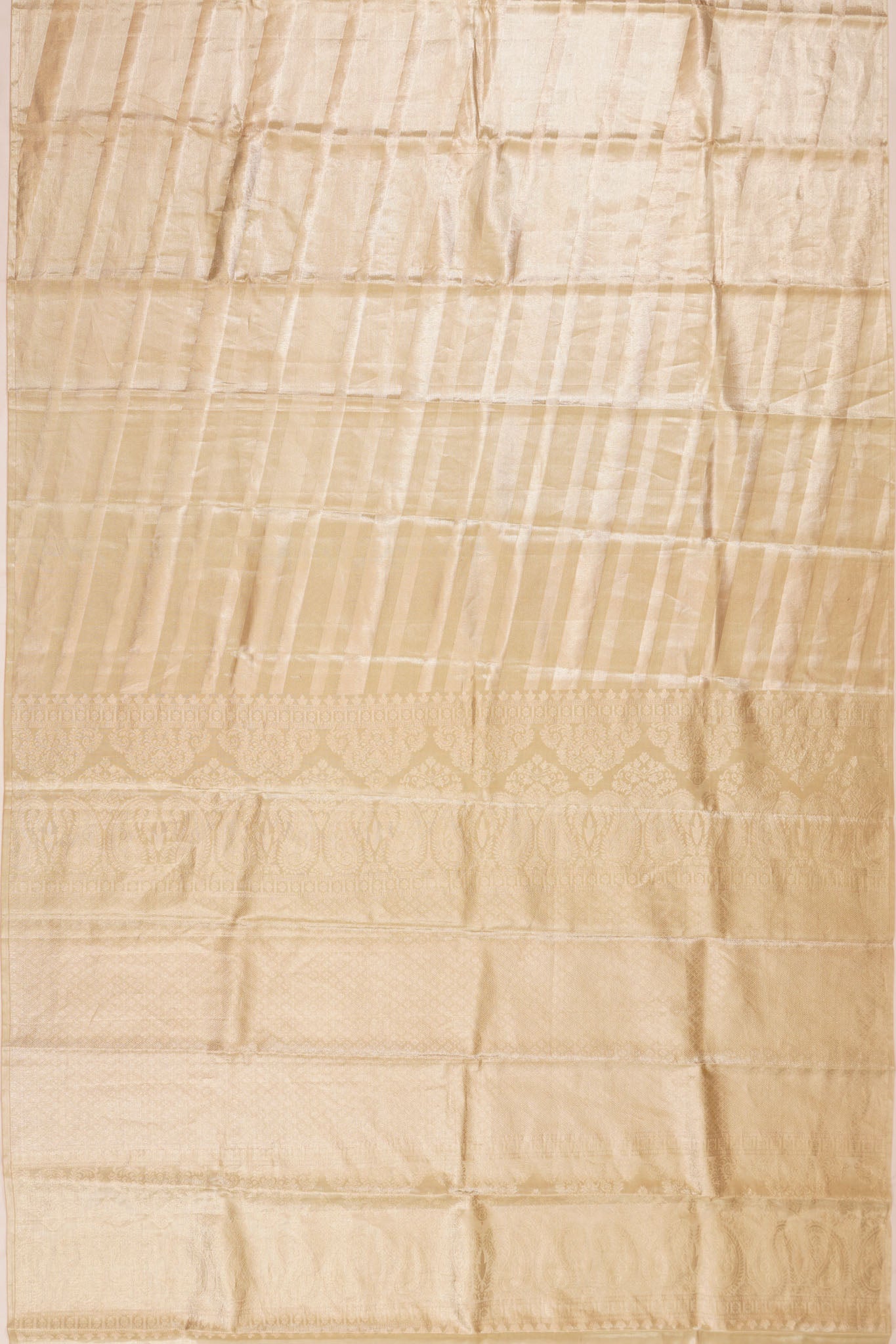 Taranga Kanchi Silk Tissue Lines Silver Saree
