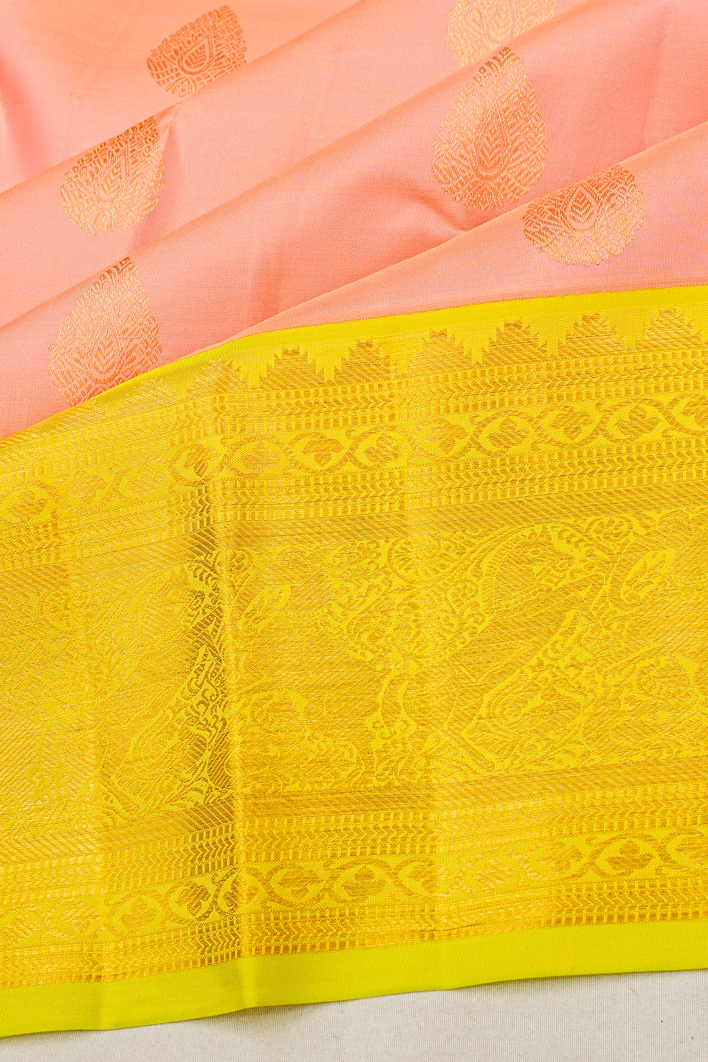 Taranga Kanchi Silk Butta Peach Saree
