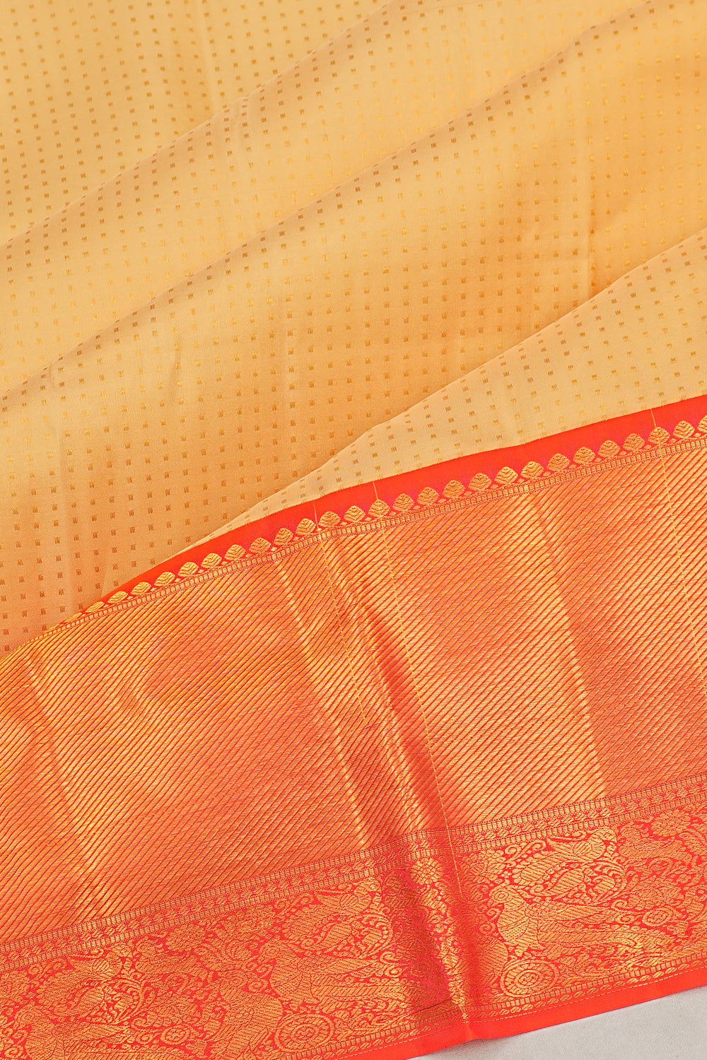 Kanchipuram Silk Brocade Cream Saree