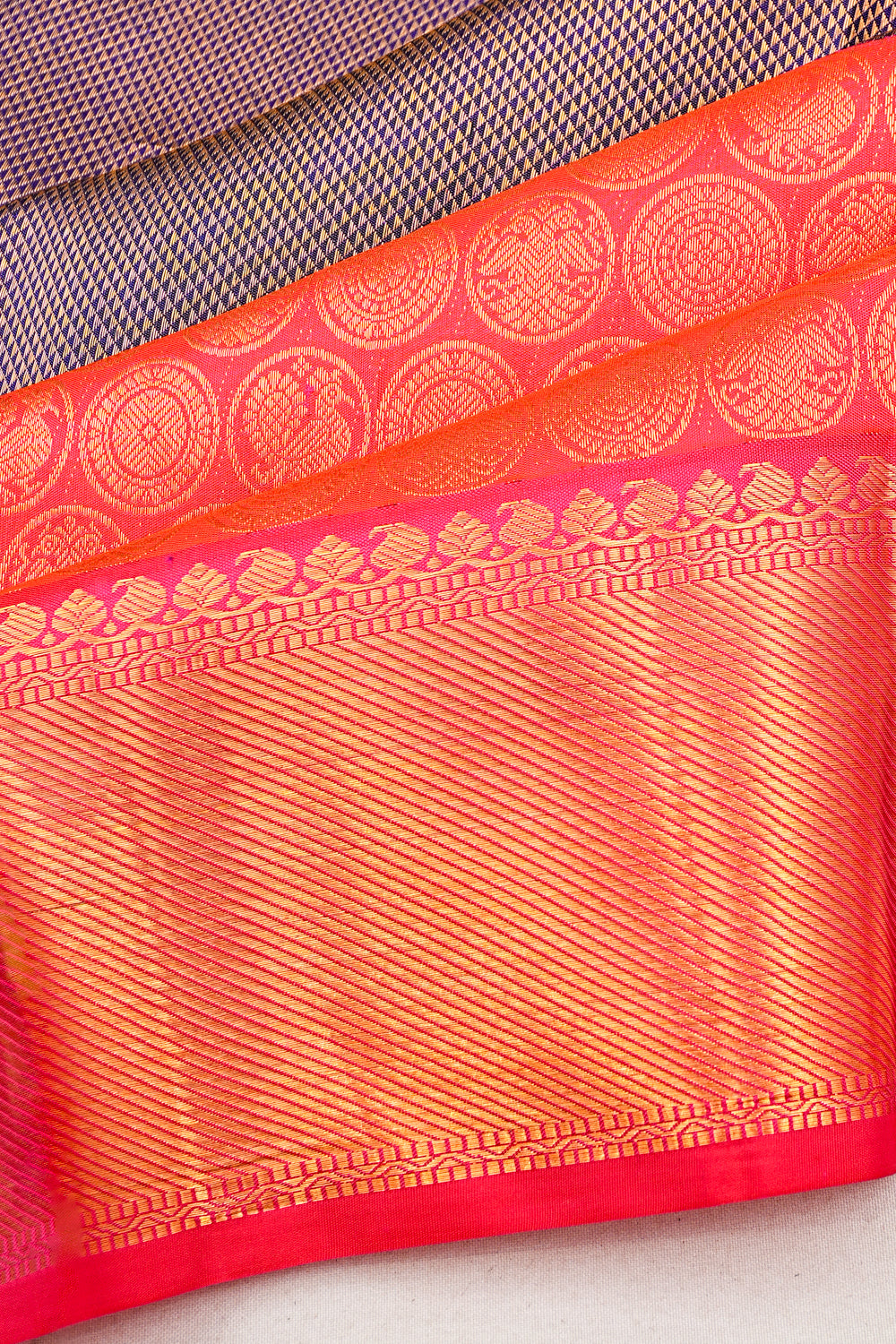 Taranga Kanchi Silk Geometrical Brocade Dark Blue Saree