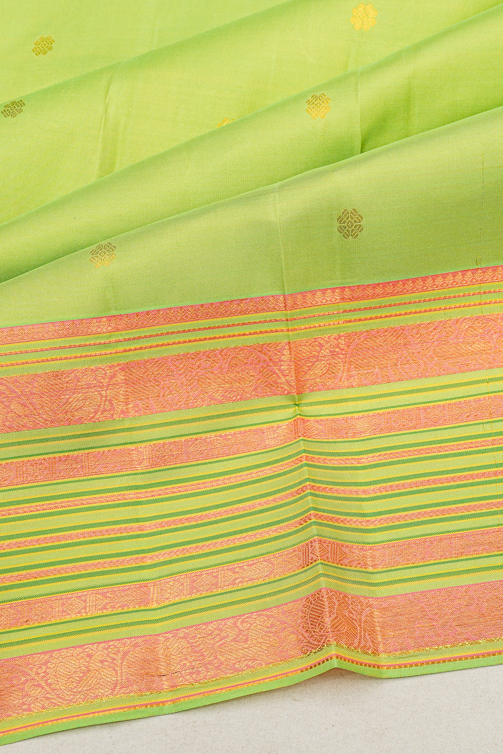 Kanchipuram Silk Butta Lime Green Saree