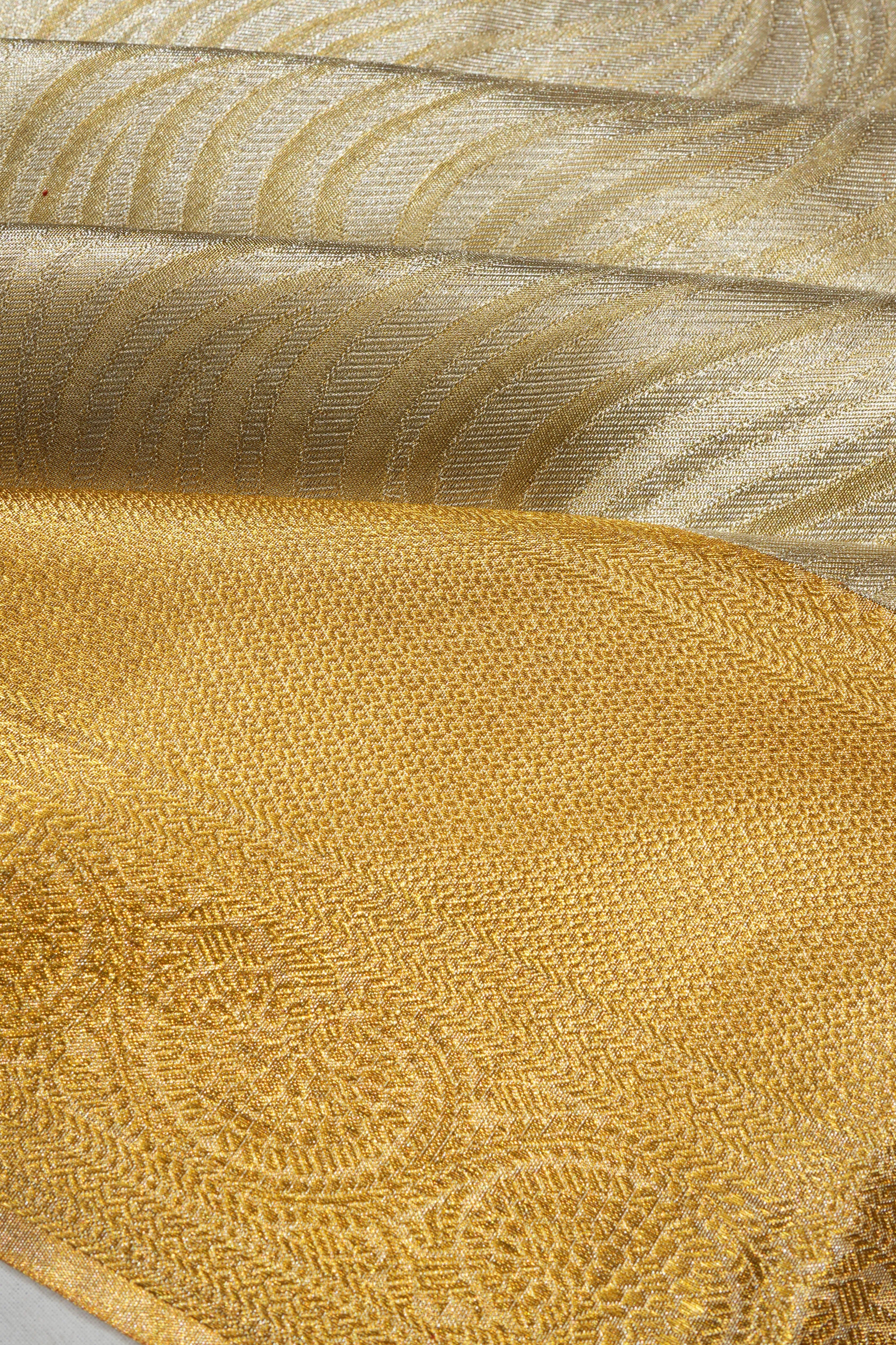 Kanchipuram Silk Tissue Brocade Gold Saree
