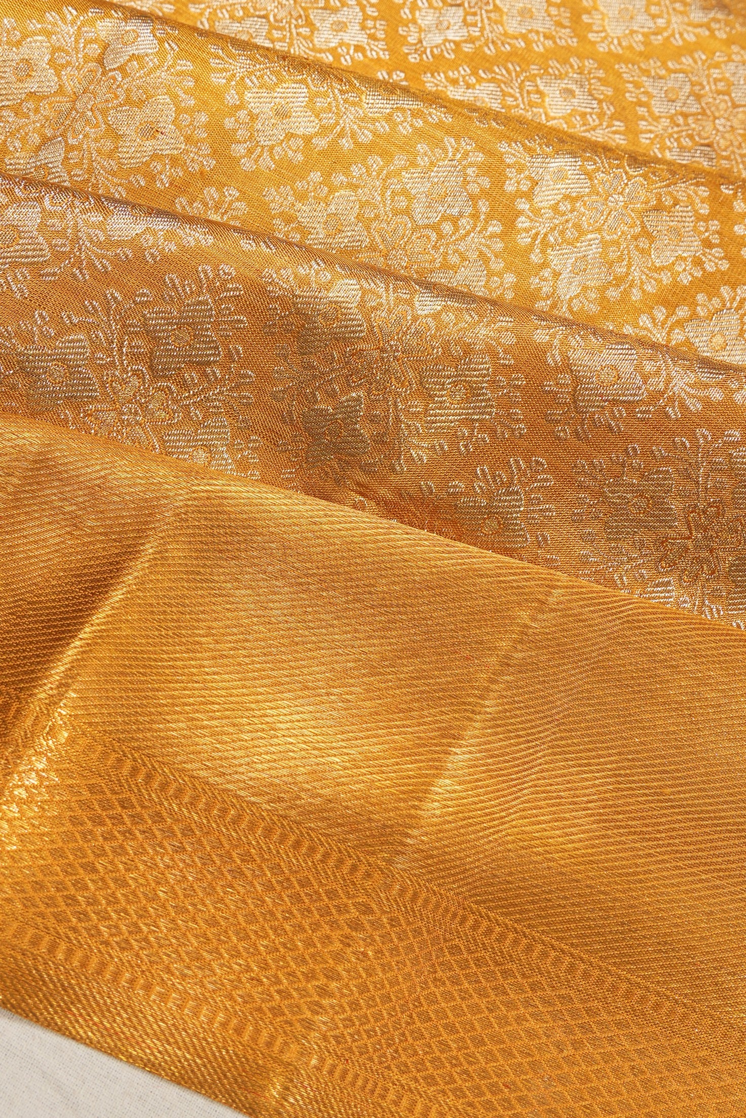 Kanchipuram Silk Tissue Brocade Gold Saree