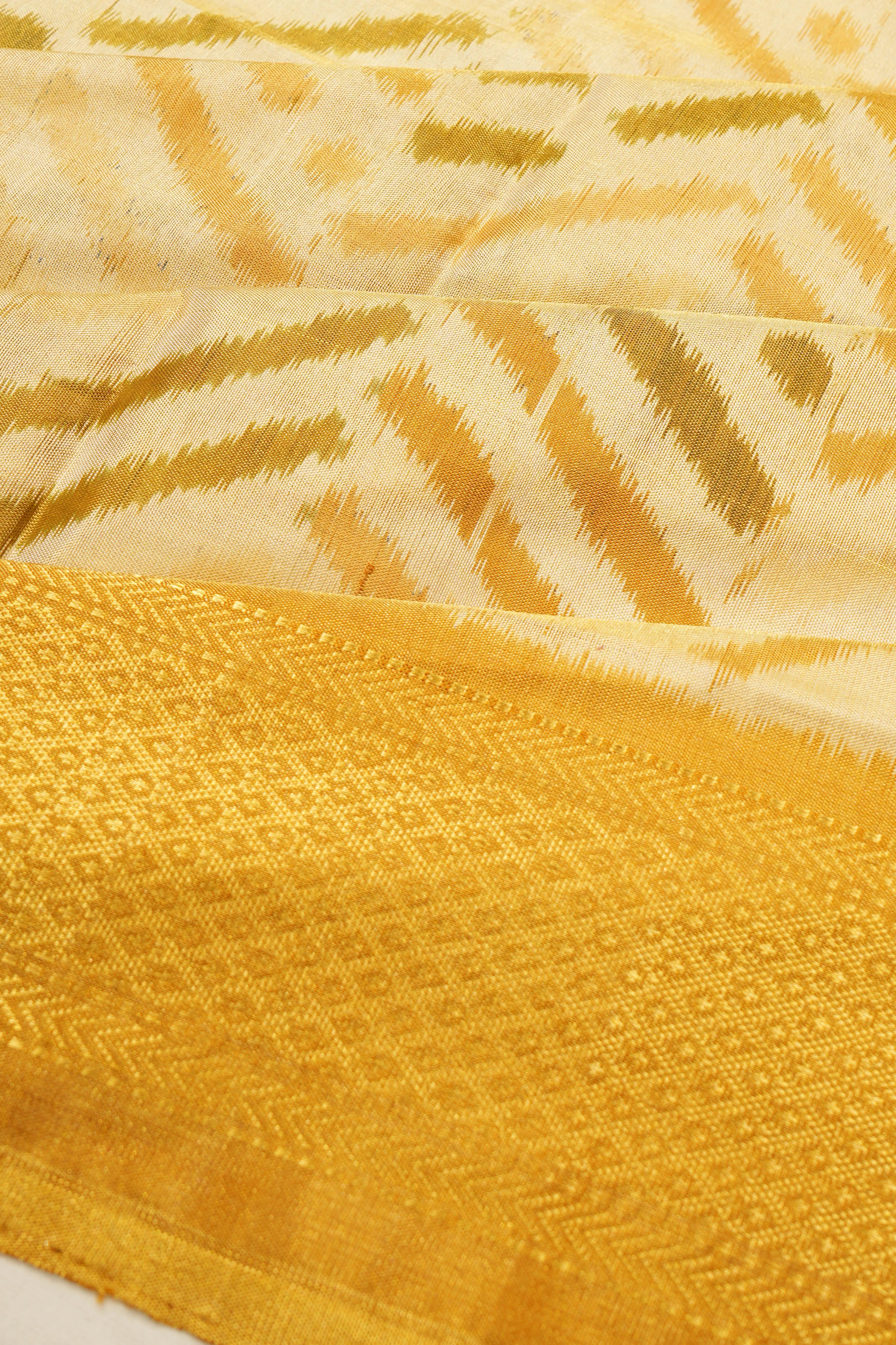 Pochampally Silk Ikat Cream Saree