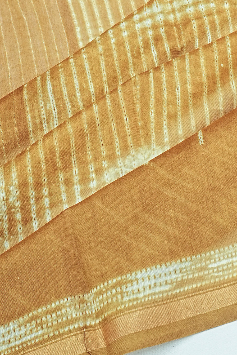 Chanderi Cotton Shibori Printed Khaki Brown Saree