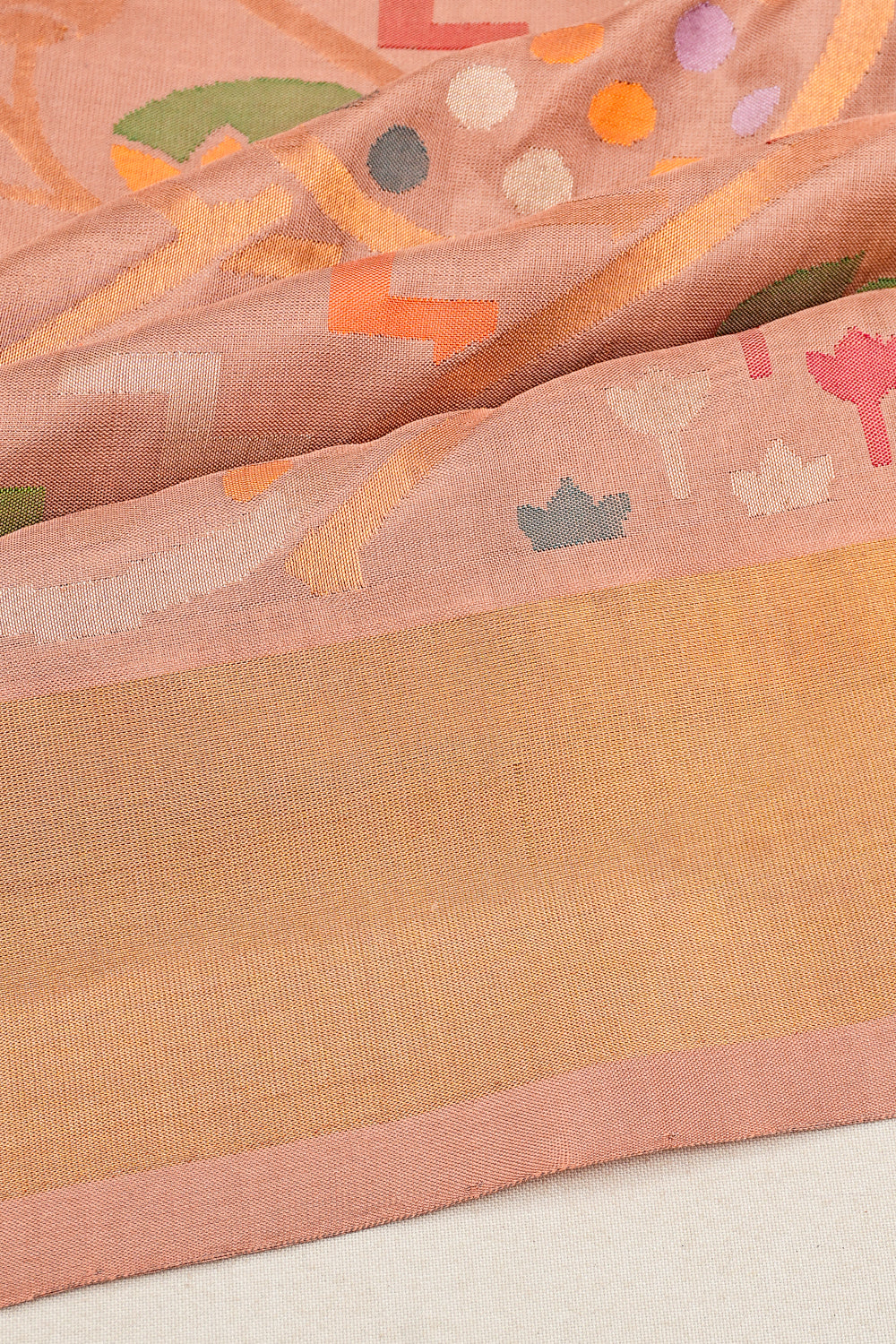 Uppada Silk All Over Jamdani Peach Saree