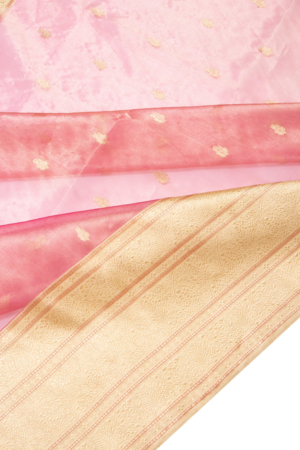Banarasi Kora Organza Tissue Butta Pink Saree
