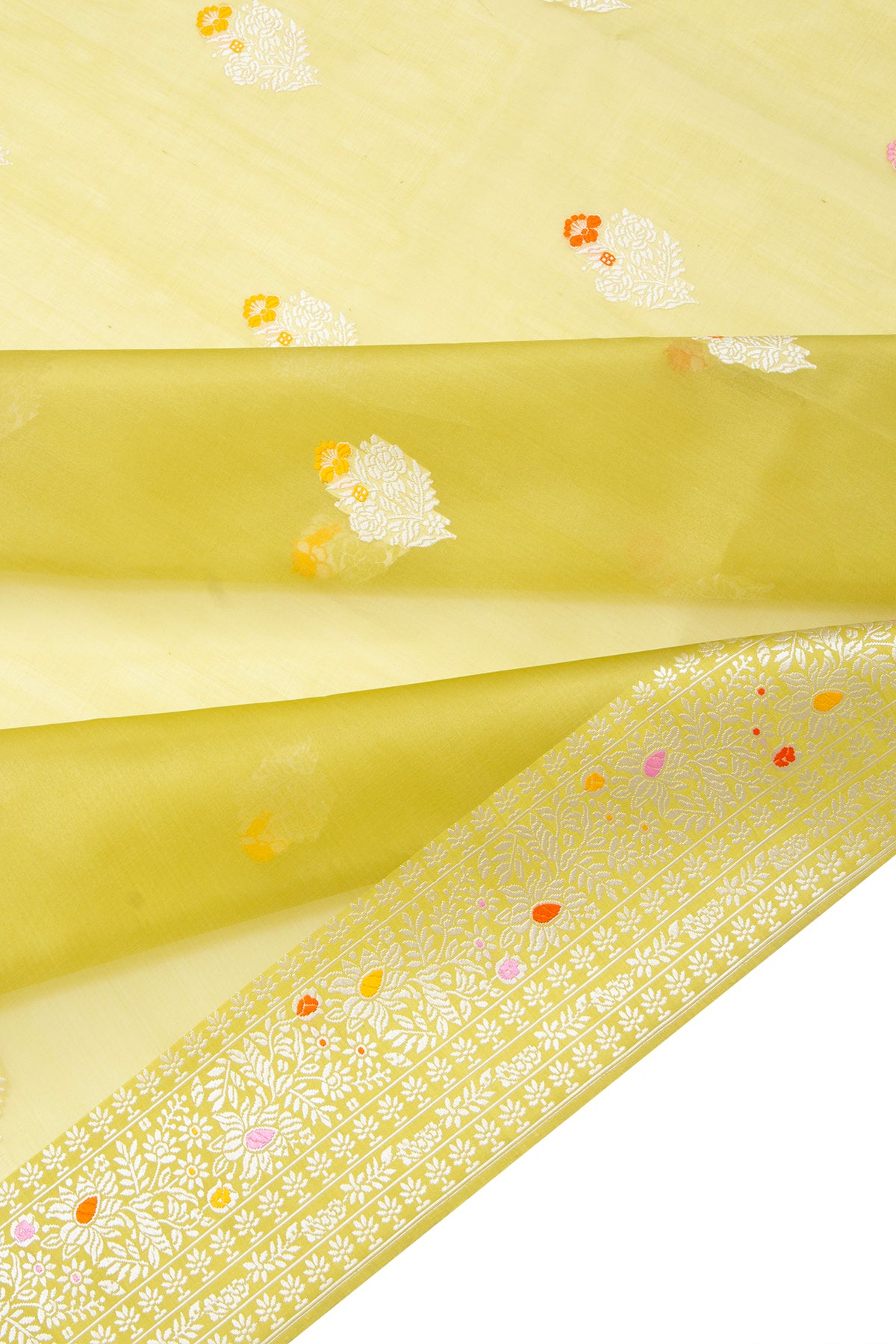 Banarasi Kora Organza Butta Green Saree