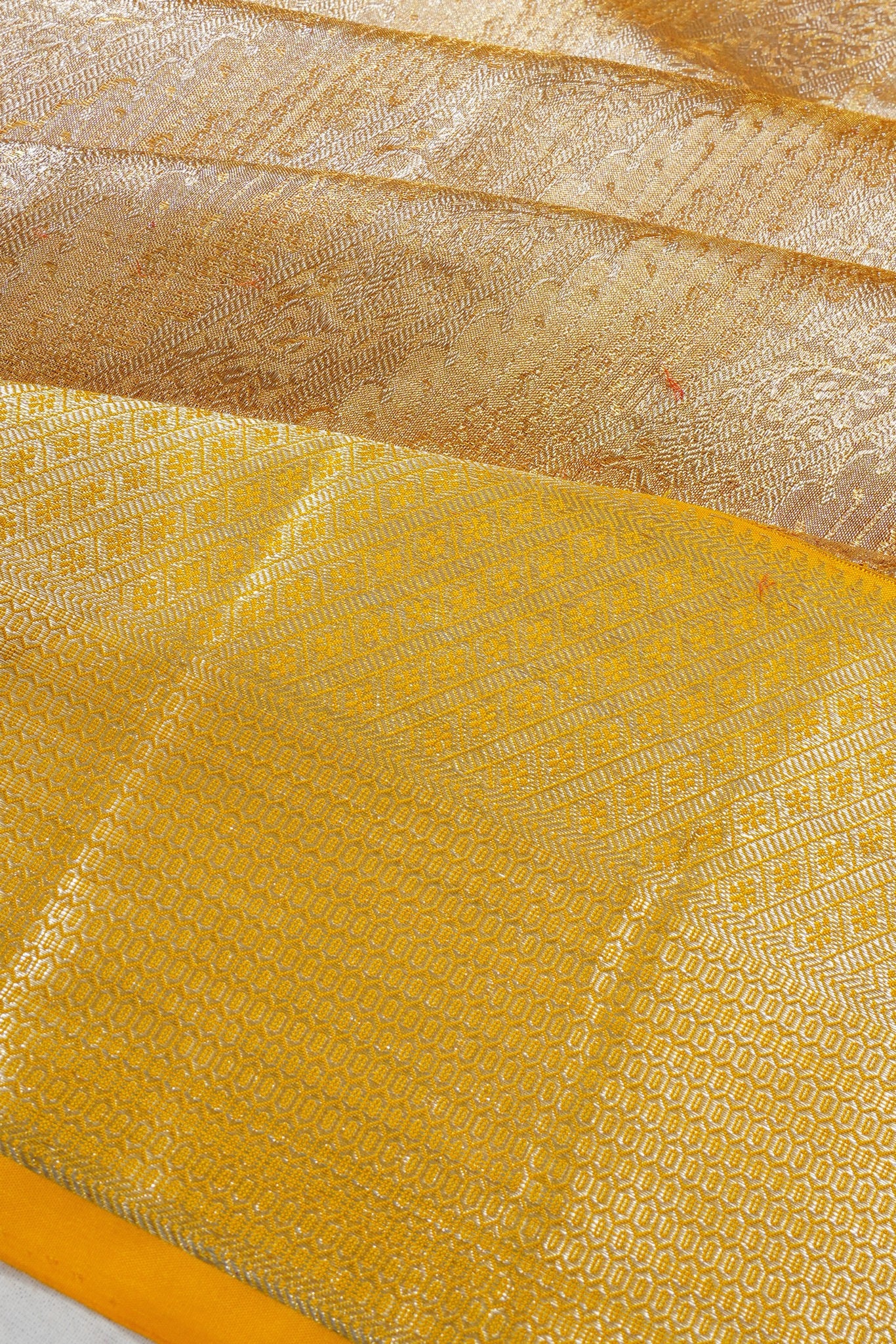 Kanchipuram Silk Tissue Brocade Gold Saree