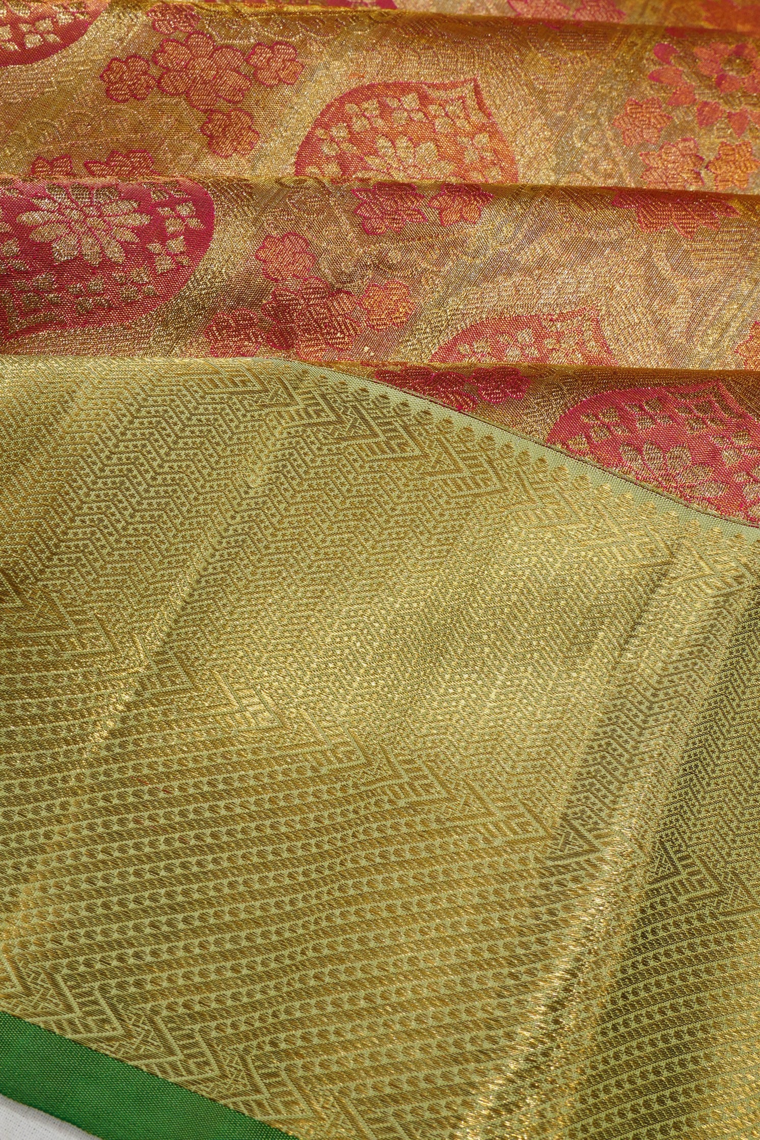 Kanchipuram Silk Tissue Brocade Gold Saree