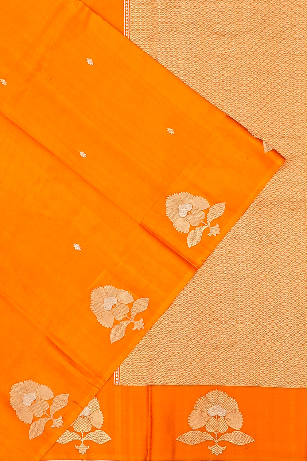 Banarasi Katan Silk Butta Orange Saree