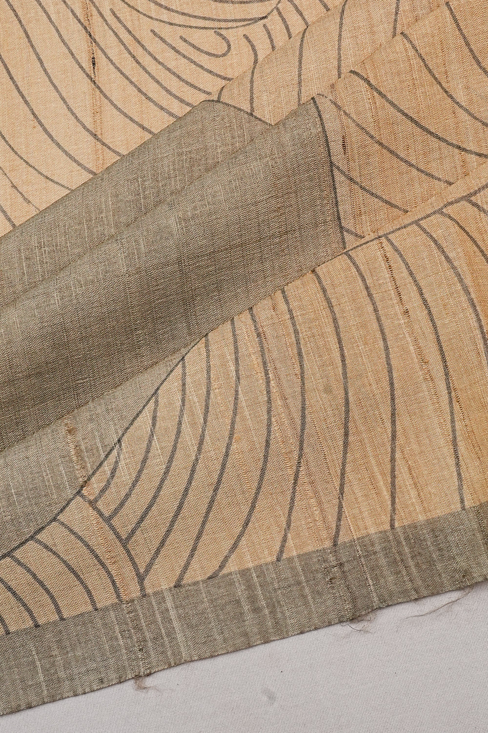 Tussar Geometrical Printed Cream And Grey Saree