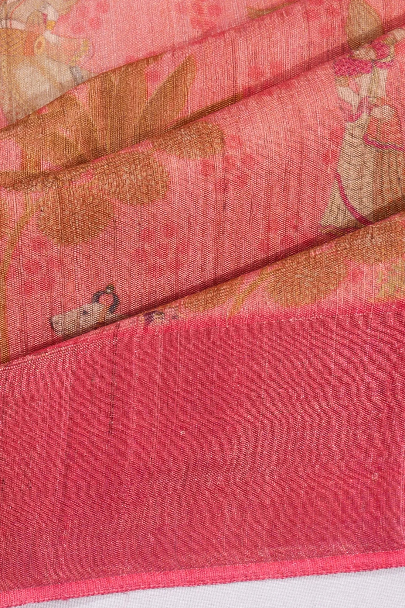 Kankatala Tussar Pichwai Printed Baby Pink Saree g2