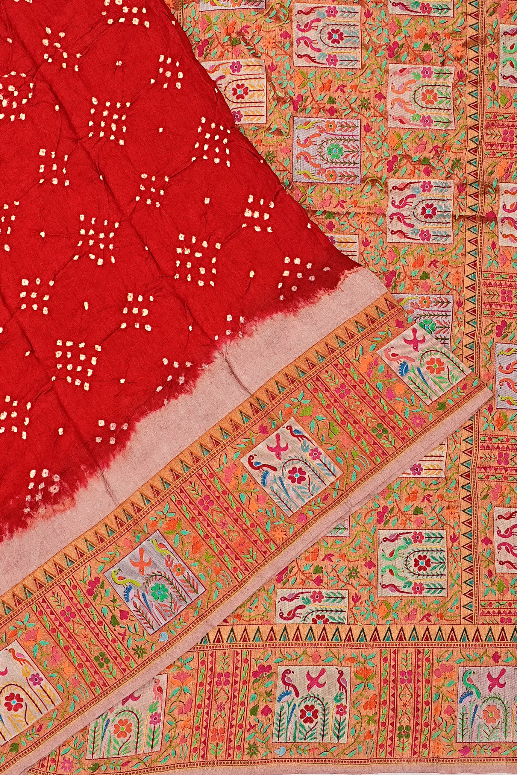 Banarasi Silk Bandhani Red Saree 1215006910